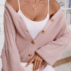 Solid Button Knit Cardigan