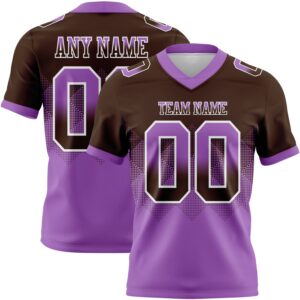 Custom Brown Medium Purple-White Authentic Gradient Square Shape Flag Football Jersey